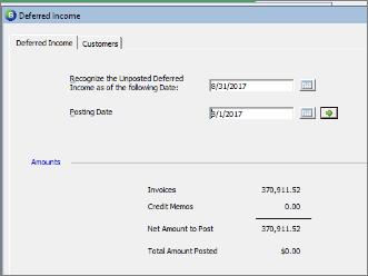 Here is an example of recognizing revenue and posting revenue to the first day of the month.
