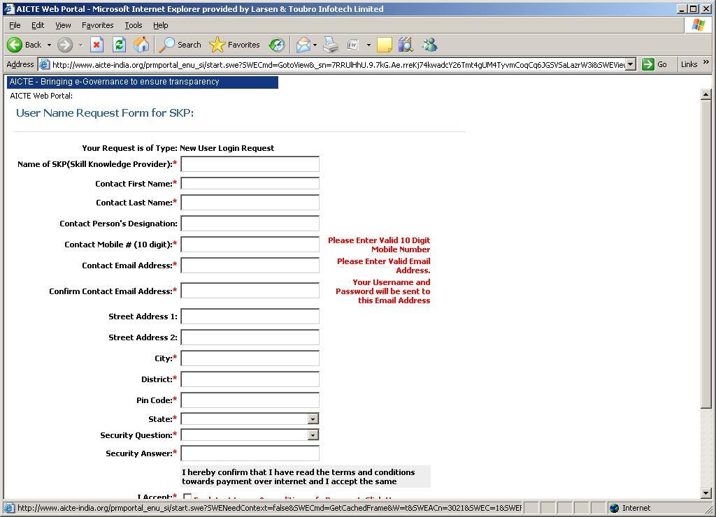 It will navigate to Vocational Registration form. Fill up all the valid details required.