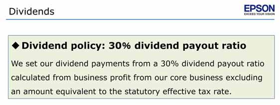 Dividend policy As we announced at the time of our third quarter results, we set our dividend