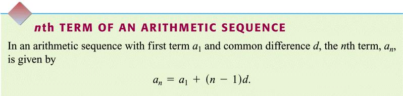 nth term of an Arithmetic Sequence 16 Find a symbolic representation (formula) for the arithmetic sequence given by 6, 10, 14, 18, 22, The first term is 6.