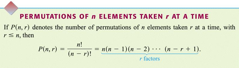 Permutations of n Elements Taken r at a Time 25 In how many ways can 4 students give a