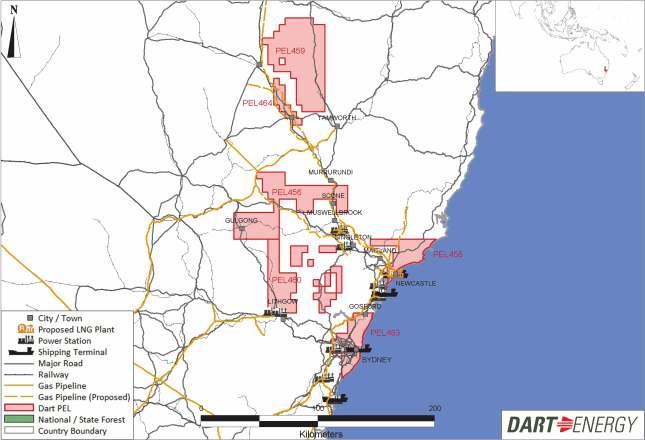 7.1 Australia Dart Energy holds interests in seven CBM licences in New South Wales (NSW), Australia,