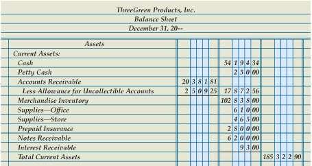 Lesson 16-3 Current Assets Section of a Balance Sheet 2 Current Assets Section 1 Heading Book