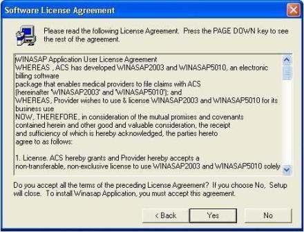 Read through the agreement and click Yes to accept the terms of