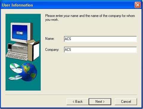 Software Installation STEPS ACTIONS 8. The User Information window will display next.