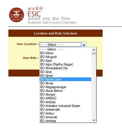 Select user Location from drop down