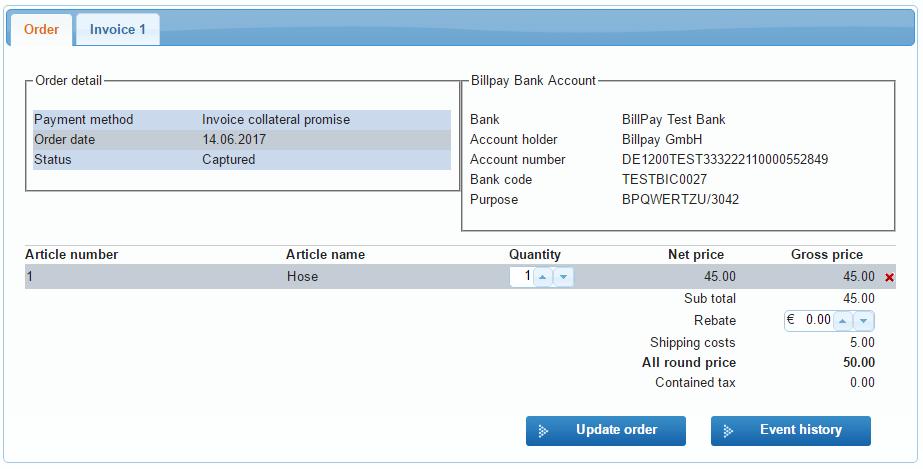 Introduction to the BackOffice Overview of the order page lower half 9 Order Tab: An overview of the order