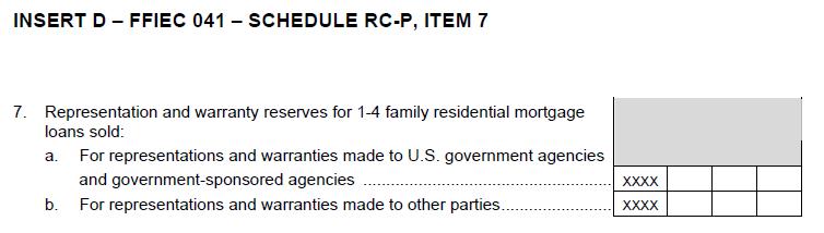 Schedule RC-P - 1-4 Family Residential Mortgage Banking Activities Form Change Items 7.a and 7.