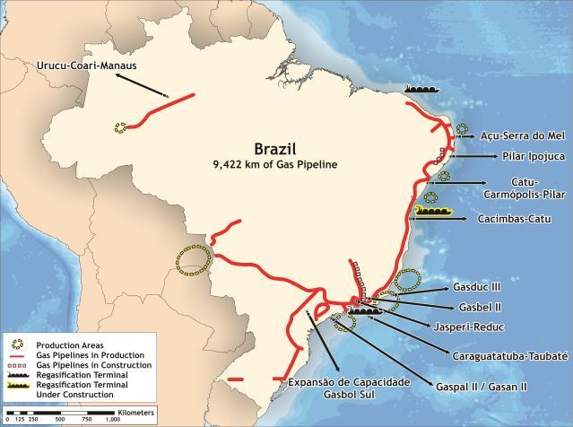 Brazil Gas Marketing Environment High demand for natural gas in Brazil, 80.3 million m 3 /day in 2016.