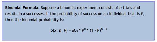 Binomial Probability The binomial probability refers to the probability that a binomial experiment results in exactly X successes.