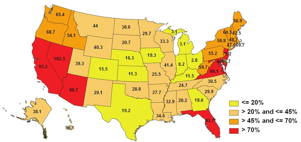 All states had home price increases From 4Q 2001 to 4Q