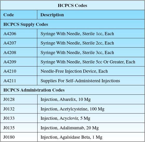 Figure 9-4 Small sample of HCPCS