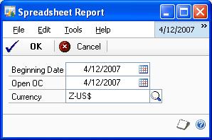CHAPTER 12 REPORTS Cash Spreadsheet Select this option to open the Spreadsheet Report window. You can print a report for all the incomes and expenses for a specified period. 3.
