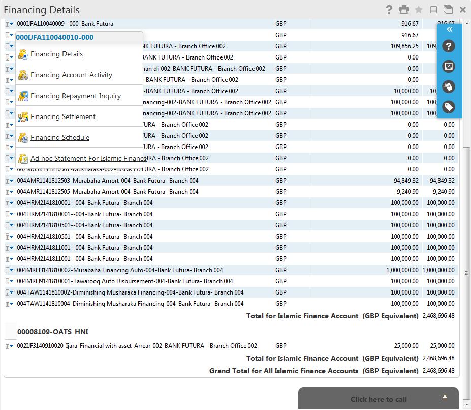 Financing Account Activity Financing Details 2. Click the Financing Account Activity Hyperlink on the pop up. The system displays the. Financing Account Activity screen. OR 3.