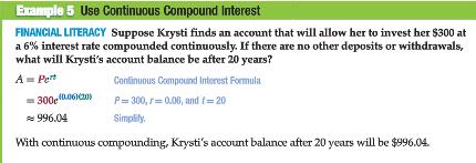 Jul 29 7:36 PM Example 5: Continuous compounding: A = Pe rt 20. Mrs.