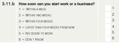 Statistics South Africa 28 02-11-02 How soon can you start work or a business (Q311bWHNSTART) (@67 1.