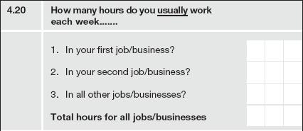 Statistics South Africa 53 02-11-02 Hours worked past week on Friday (Q419FRIHRSWRK) (@137 2.) Valid range: 00 20 Hours worked past week on Saturday (Q419SATHRSWRK) (@139 2.