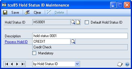 The Hold Status ID Maintenance window Cards 2.