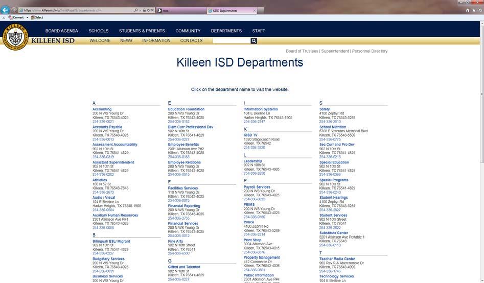 Go to the Killeen ISD website and