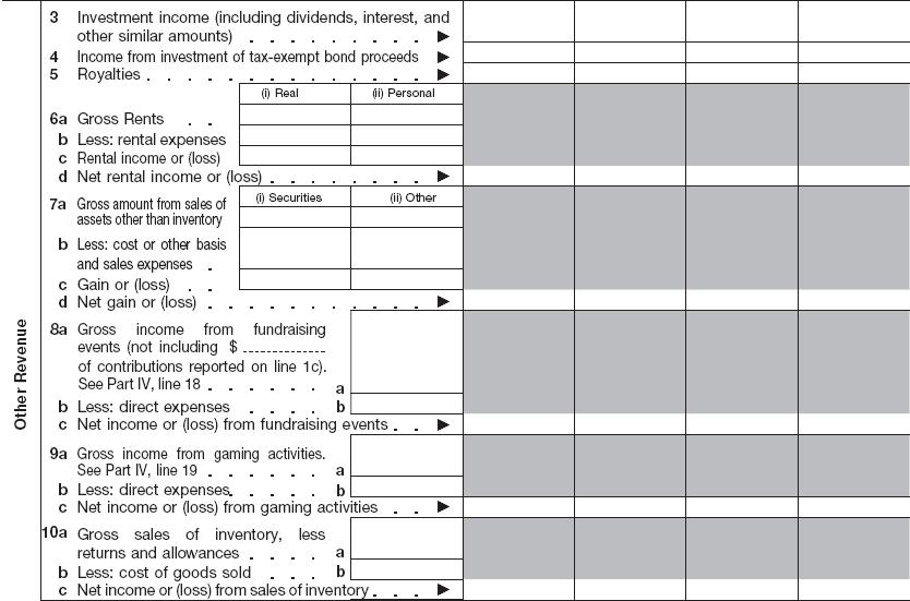 FORM 990 Line 10c Subtract Line 10b from Line 10a and enter the amount in Columns (A) and (B).
