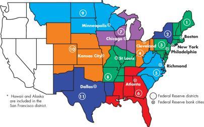 The Federal Reserve Banks 12 regions.