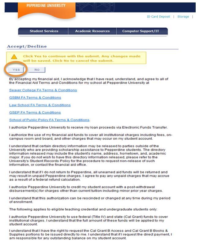 Step 4: Disclosure Statement Agreement: After you click Submit, a disclosure statement with important financial aid information will display.