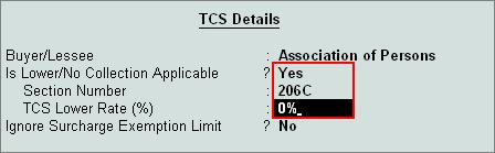 TCS Transactions The completed TCS Details screen is displayed as shown. Figure 3.