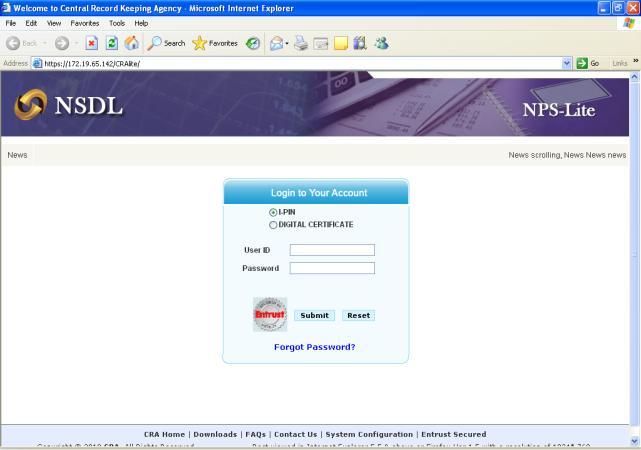 Figure 20 2) On this page, the user shall enter his user id and I-Pin as password for login.
