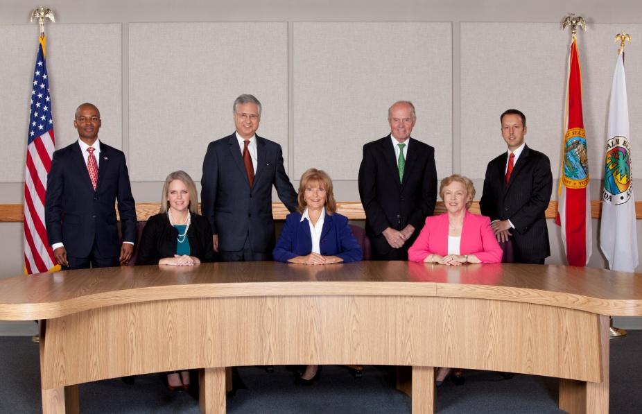 Board of County Commissioners: Top row from left to right: Mack Bernard (District 7), Steven L. Abrams (District 4), Hal R.