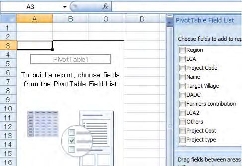Annex 3.4.2 Step 4: Then, the new sheet is created with Pivot Table Field List.