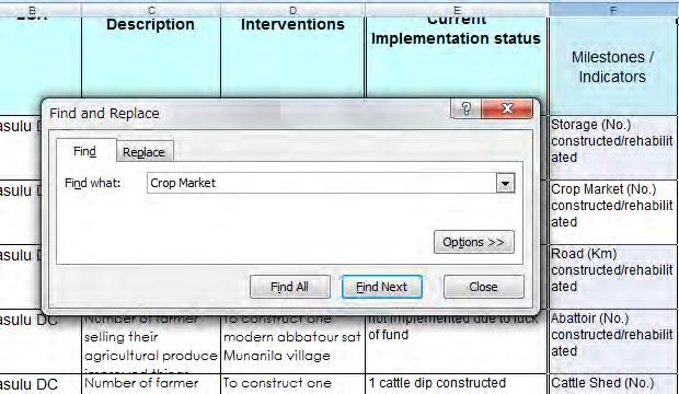 In the space of Find what, you can input Crop Market. And crick Find Next.