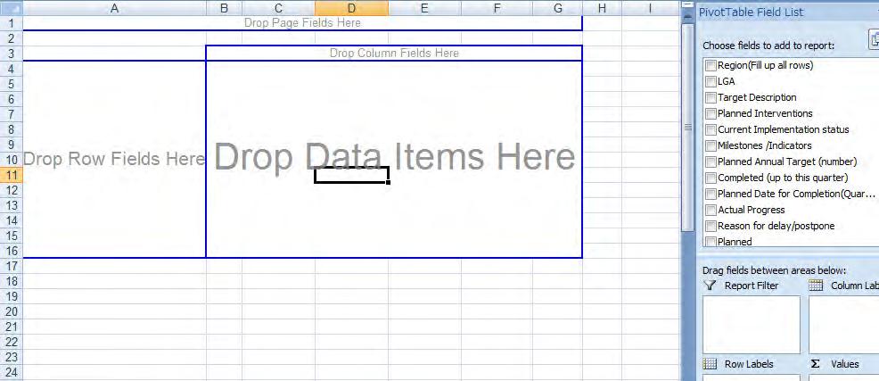 Pivot table Step 6: Change the value setting as required. Count means the number of data (i.e. the number of interventions).
