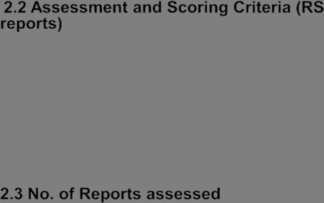 Annex 3.7.1 2. Methodologies 2.2 Assessment and Scoring Criteria (RS reports) Almost similar criteria except one i.