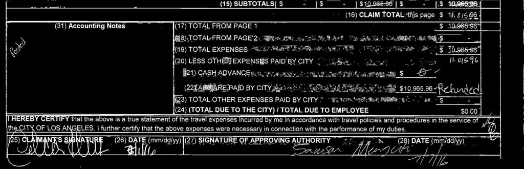 96IZejt (23) TOTAL OTHER PENSES PAID BY CITY $ - (24) (TOTAL DUE TO THE CITY) / TOTAL DUE TO EMPLOYEE $0.