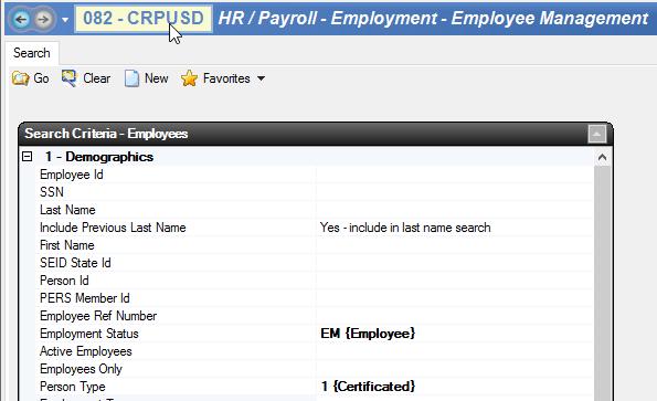Mass Update Employee Detail Go to HR/Payroll Employment Employee Management Create Search to