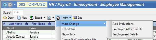 o Example: Create a list for all Employees with the Employment Status = EM (Employee), and Person