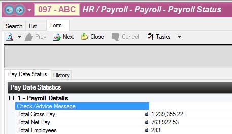 HR/Payroll Yearly Review 2018 PAYCHECK ACH ADVICE MESSAGE If you want to include a message on the pay stub you can do this in Payroll Status Go to HR/Payroll Payroll Payroll Status Update the