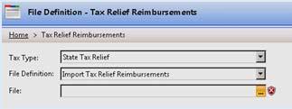 To reimburse tax relief by payment file, go to Trustee Property Taxes Import Tax Relief