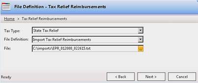 Reimburse Tax Relief with Payment File Click on Next to continue The tax relief