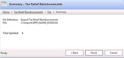 File The system takes you to a summary screen Click Finish to complete the