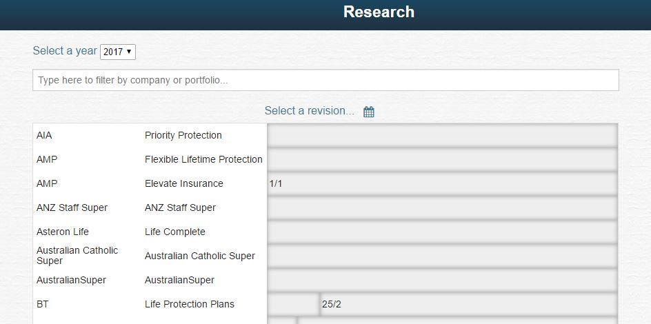 When you ve compiled the list of companies/portfolios to compare, click Research to see the side by side product