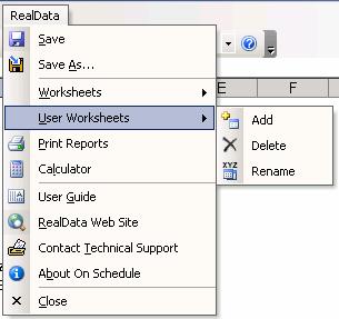 Chapter 11. User Worksheets An option within the RealData menu allows you to add user worksheets to your analyses.