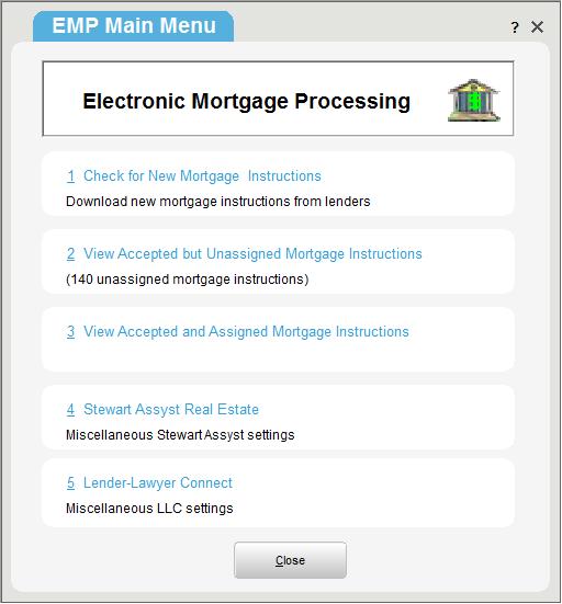 Step 6 Accept or Decline New Mortgage Instructions Select Electronic Mortgage Processing (EMP) from the Go To menu to retrieve all new mortgage instructions sent from a lender.