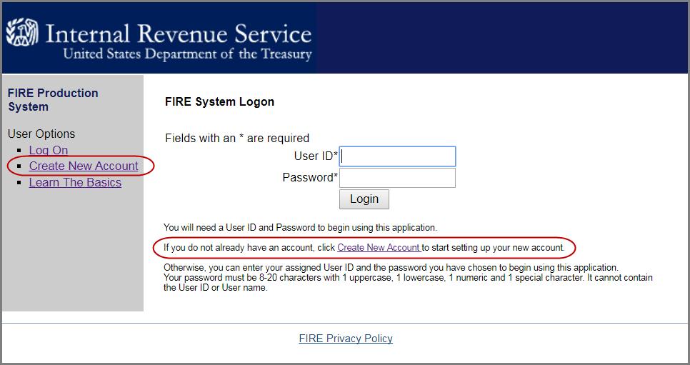 IRS FIRE System FIRE stands for Filing Information Returns Electronically.