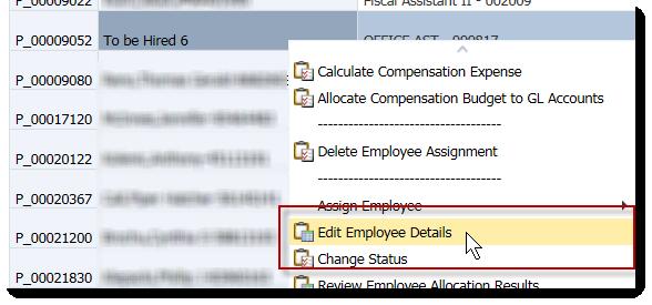 19. Click on the Maintain filled positions form and find the To-Be-Hired employee just assigned. 20.