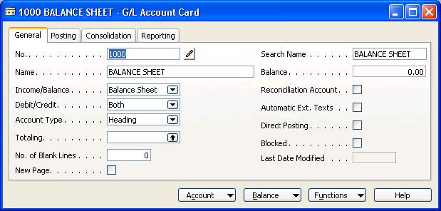Finance in Microsoft Dynamics NAV 5.0 Chart of Accounts Overview The core of a company is its Chart of Accounts, a list of the G/L accounts where all G/L entries are posted.