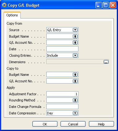 Finance in Microsoft Dynamics NAV 5.0 To access this function from the Budget window, click Functions > Copy Budget. FIGURE 2.