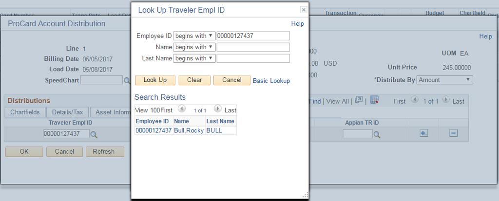 5.9. Associate a traveler by entering in the Traveler Empl ID and then an Appian TR ID 5.9.1.