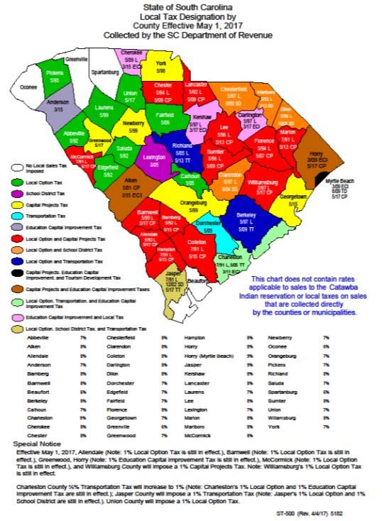 South Carolina Revenue Ruling #08 5 31 Local Tax Designation by County Effective
