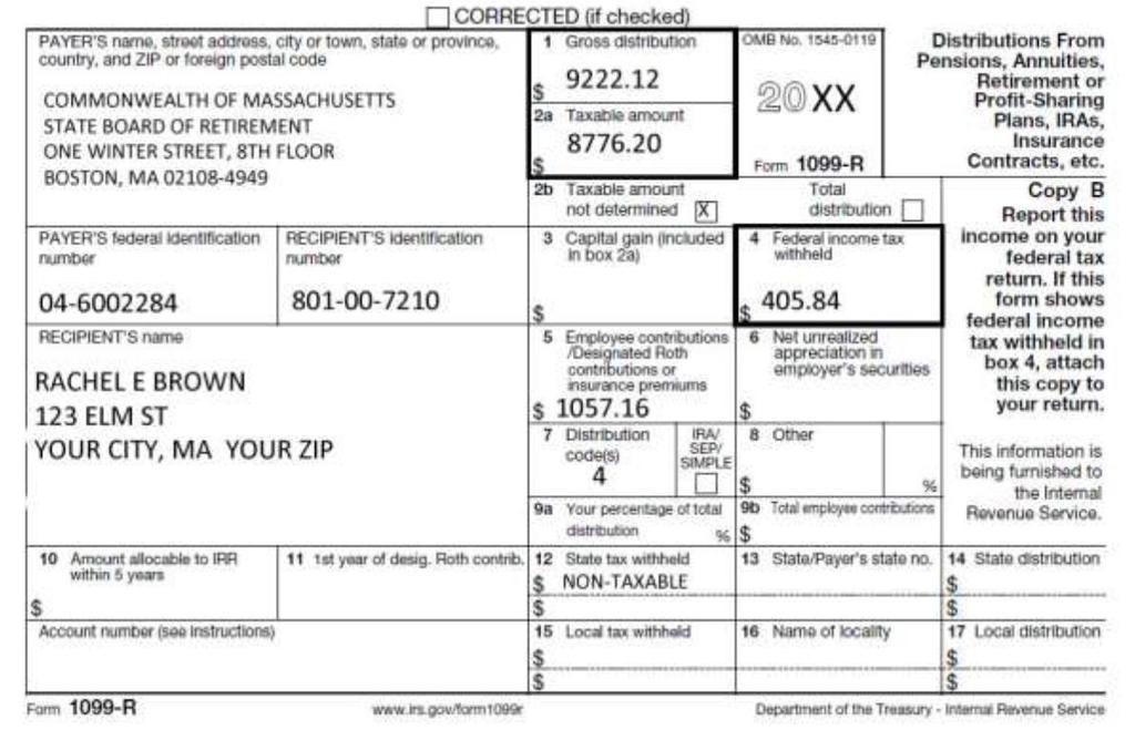 Brown 1099-R MA Tax-Exempt Do not fill